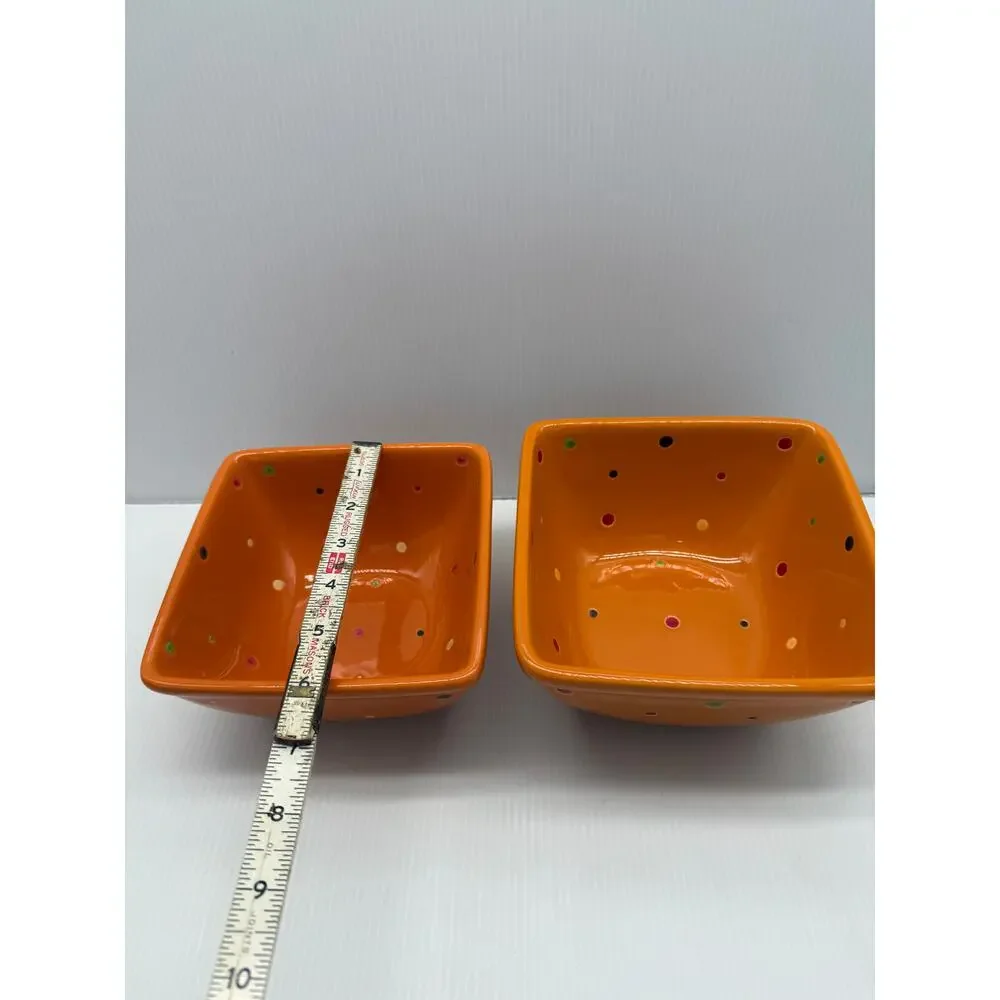 Set of 5 Temp-Tations Orange Polka Dot Casserole Baking Dishes w/ Lids